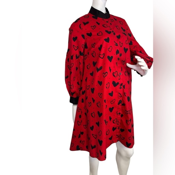 Valentines New York & Company Hearts Dress Size Medium Red & Black.  #316 - Picture 1 of 13